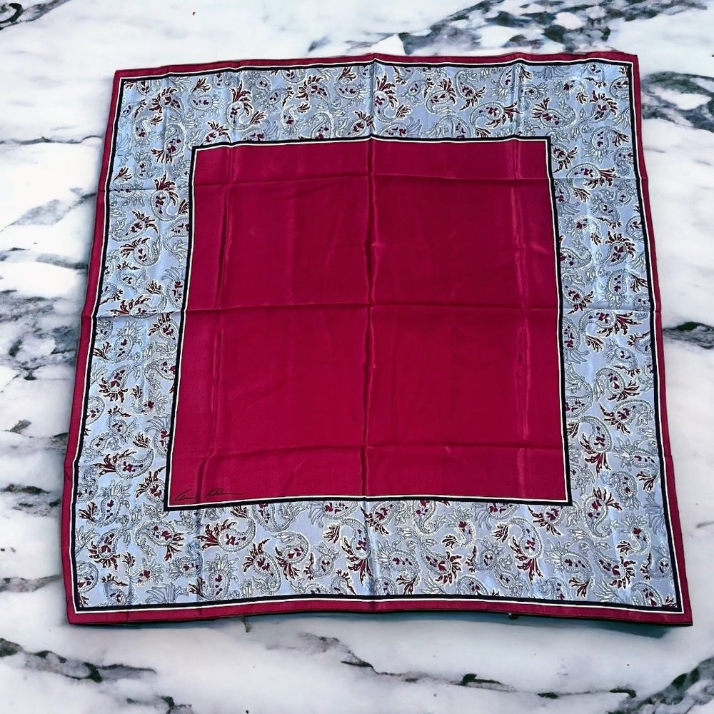 Vintage Anne Klein for Vera Silk Scarf Square Paisley 100% Silk